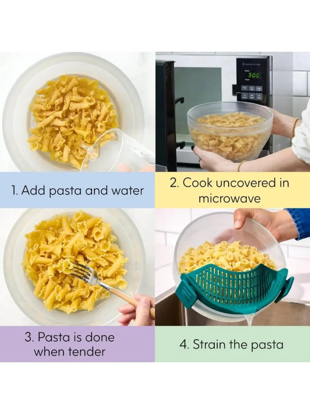 8-Cup Glass Microwave Pasta Cooker | BPA-Free, Clear Design, Easy Cooking